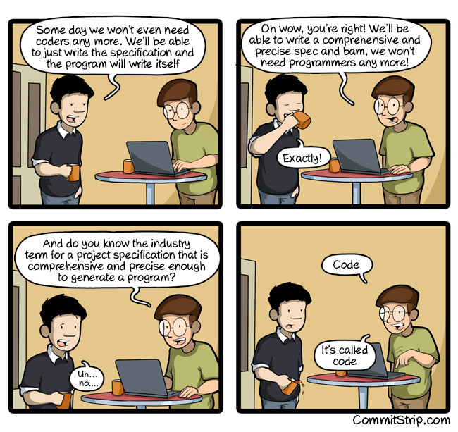 A sufficently detailed spec is just code